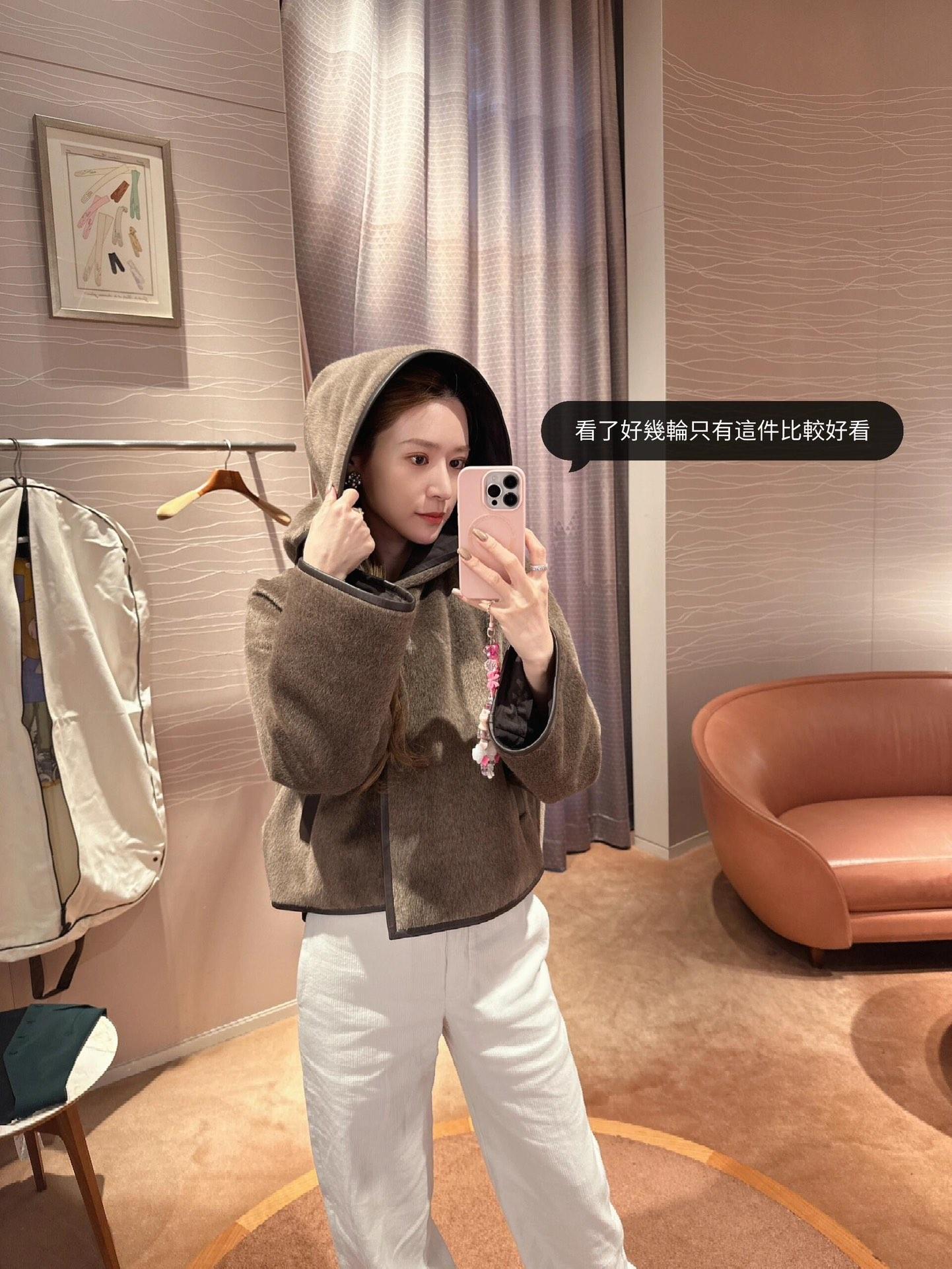 에르메스 알파카 퍼 가죽 엣지 모직 후드 재킷 (해외배송)
