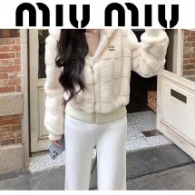 미우미우  블록 밍크후드집업 (국내배송)