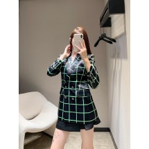 샤넬 체크원소 더블 수트 재킷 (해외배송)