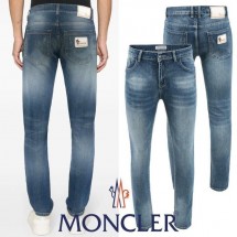 몽클레어 화이트 노블스틸 패치 워싱 슬림진 (국내배송)