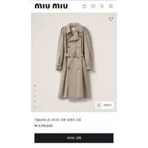 미우미우 여성 더블브레스트 파나마 코튼 트렌치 코트 (국내배송)