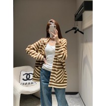 셀린느 스트라이프 뿔단추 스탠드 칼라 울 재킷 (해외배송)