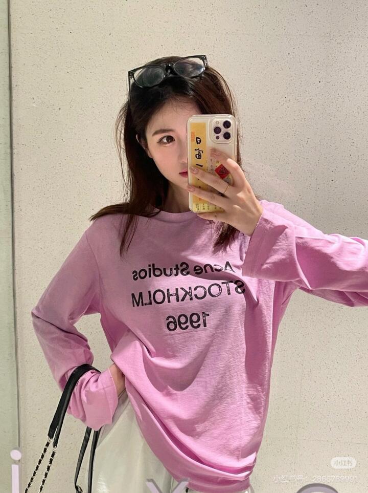 아크네스튜디오 디스트레스드 레터 긴팔 티셔츠 워시드 블랙 더티 T (해외배송)