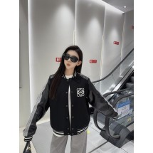 로에베 타월 자수 로고 가죽 슬리브 야구 재킷 (해외배송)