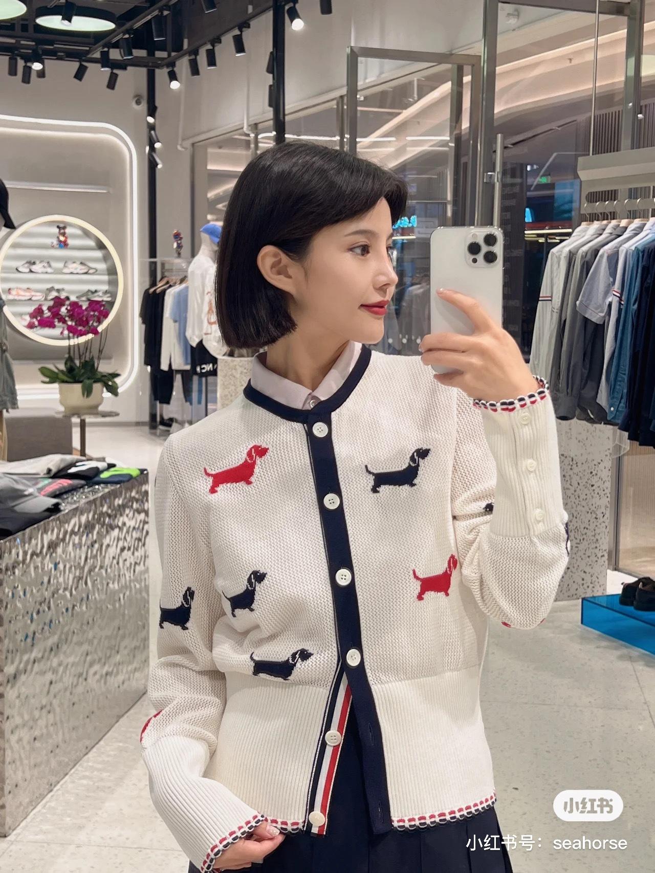 톰브라운 여성용 홀로우 자수 강아지 가디건 (해외배송)