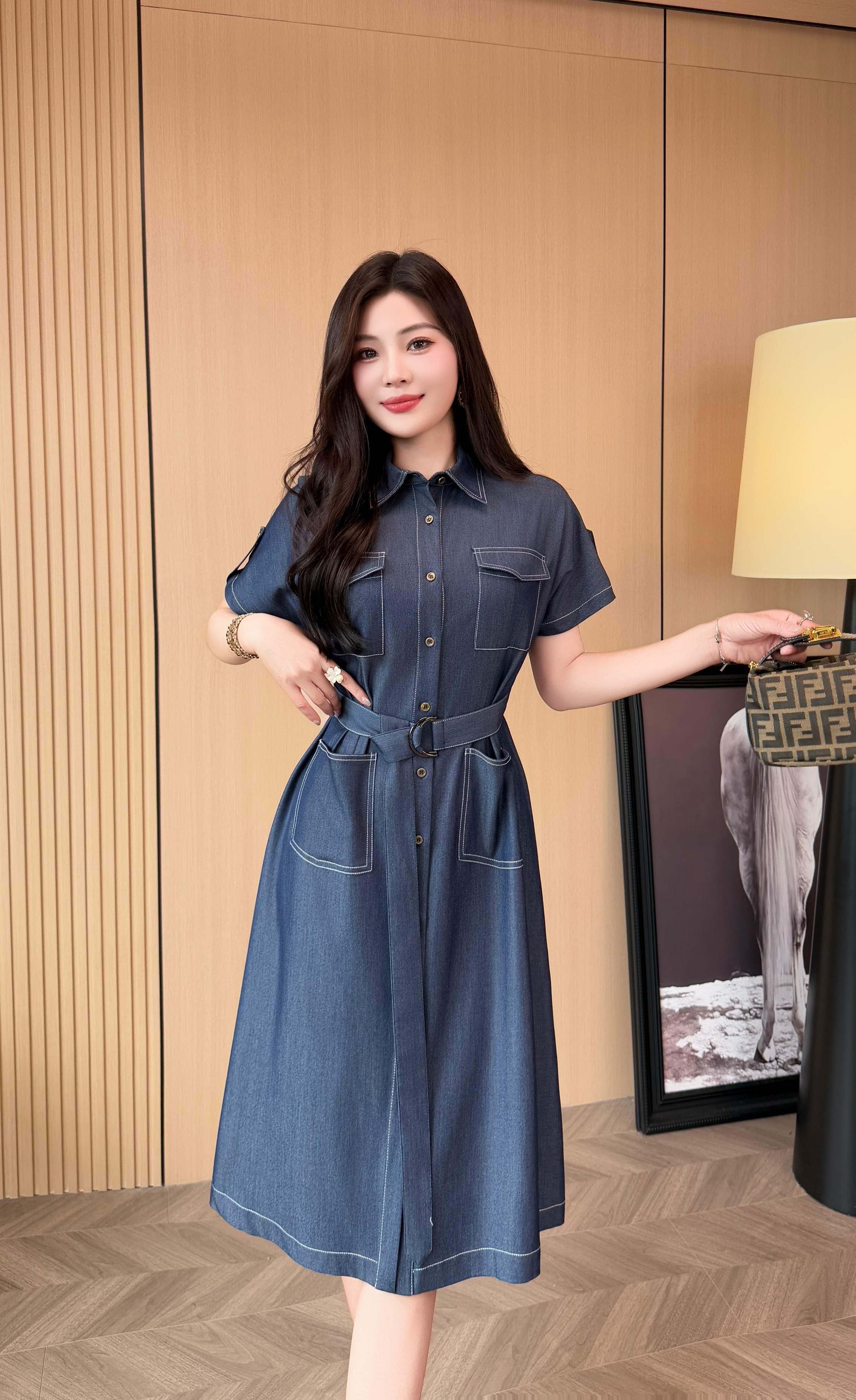 버버리 라펠 텐셀 데님 레이스업 드레스 (해외배송)