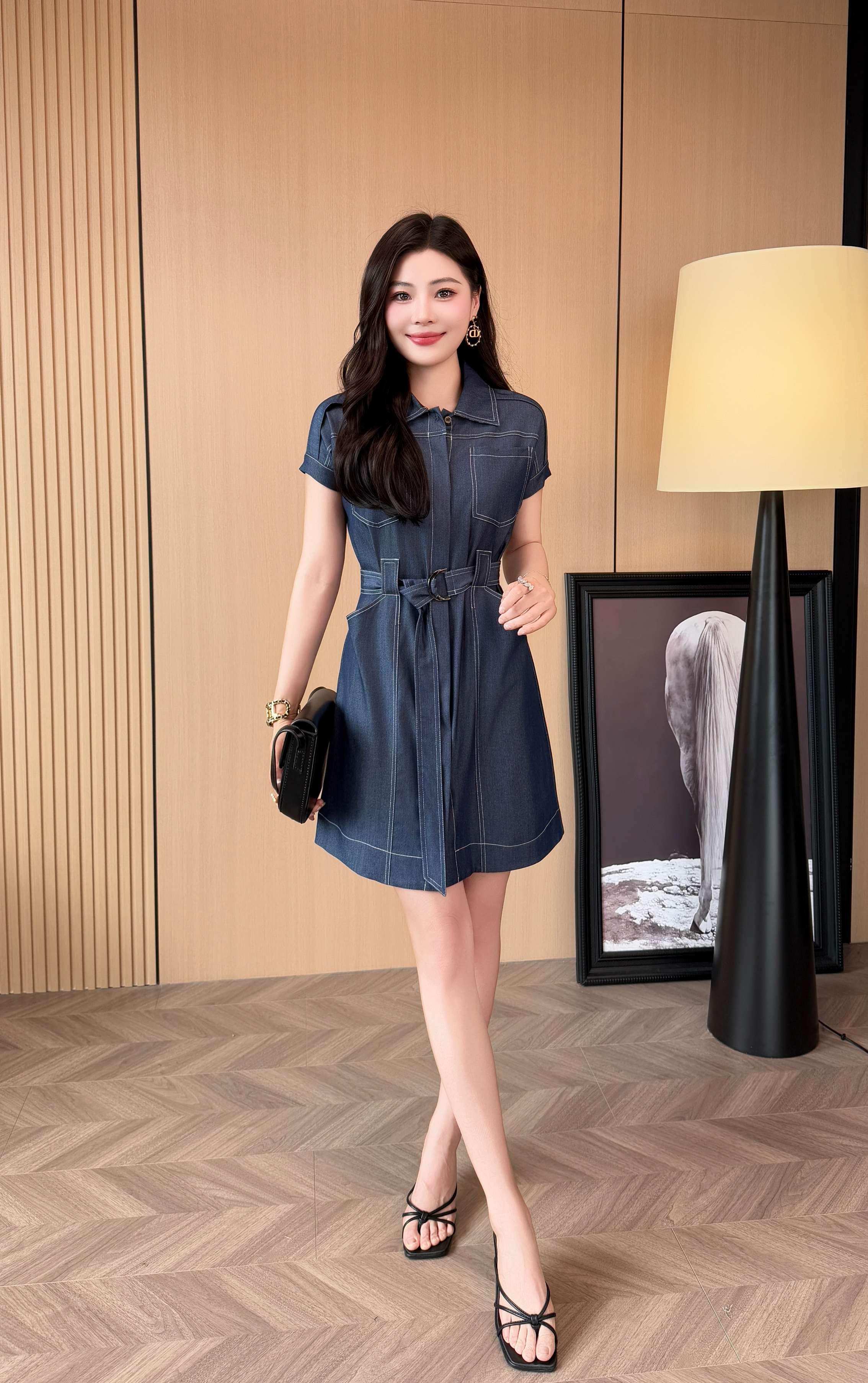 버버리 라펠 텐셀 데님 레이스업 드레스 (해외배송)