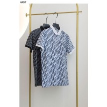 디올 수입고급 오블리크 패턴 배색 카라티 (국내배송)