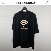 발렌시아가 wi-fi 라운드 티셔츠 남여공용 블랙 (국내배송)