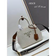 프라다 린넨 블렌드 가죽 토트백 (해외배송)