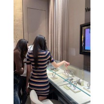 프라다 25SS 초봄 신상품 스트라이프 콘트라스트 롱 스커트 (정품급 해외배송)