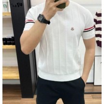 몽클레어 옴므 삼선 반팔 라운드 니트 (국내배송)