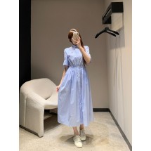 미우미우 스트라이프 반팔 셔츠 드레스 (해외배송)