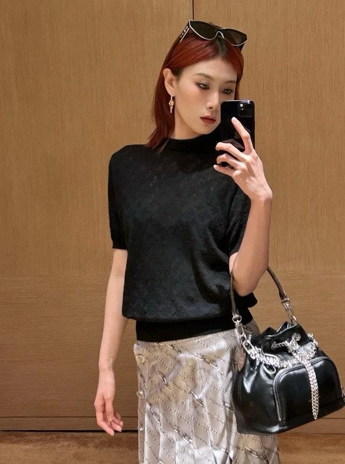 루이비통 25SS 여성용 할로우 다이아몬드 니트 반팔 (정품급 해외배송)