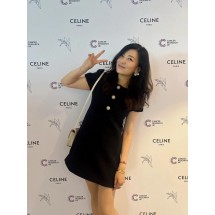 셀린느 라인스톤 버튼 반팔 미니 드레스 (해외배송)
