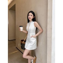 루이비통 자카드 데님 슬리브리스 드레스 (해외배송)