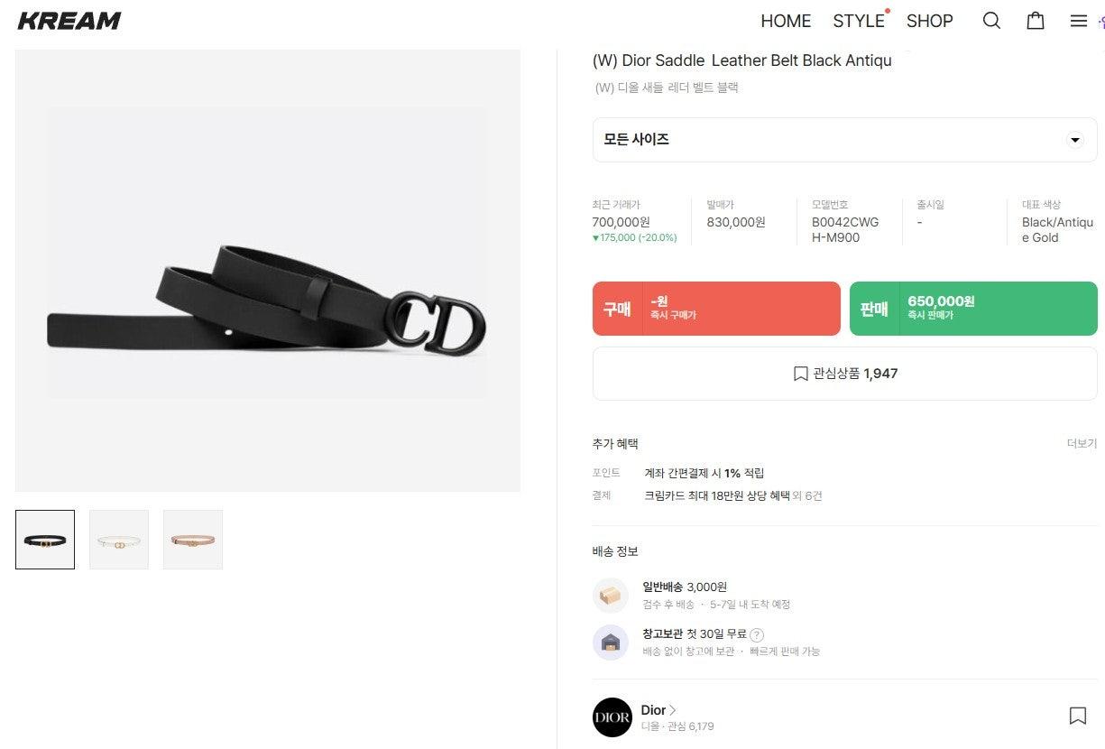디올  새들 벨트 블랙 (국내배송)