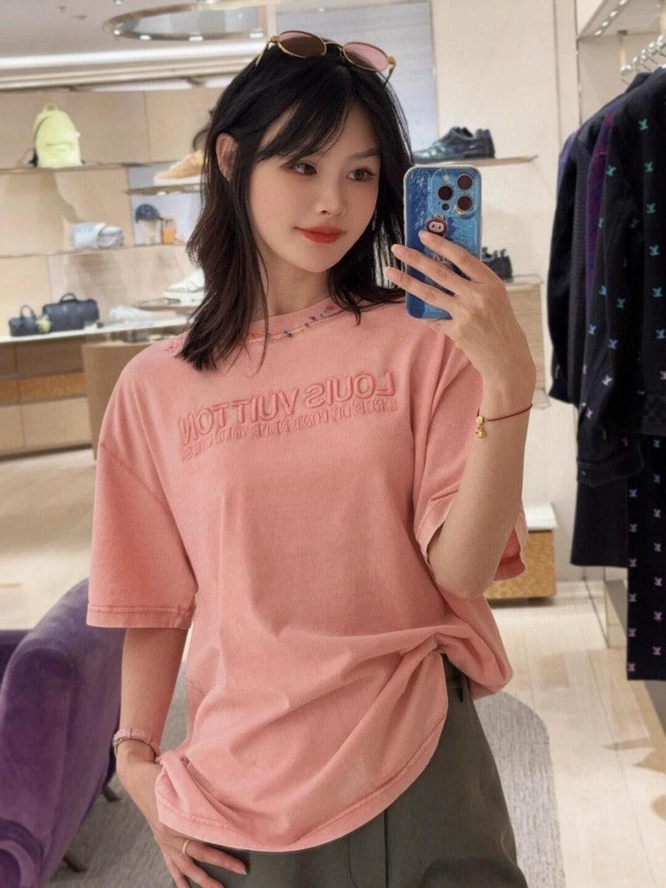 루이비통 뉴 레터 자수 워싱 리브드 반팔 (해외배송)