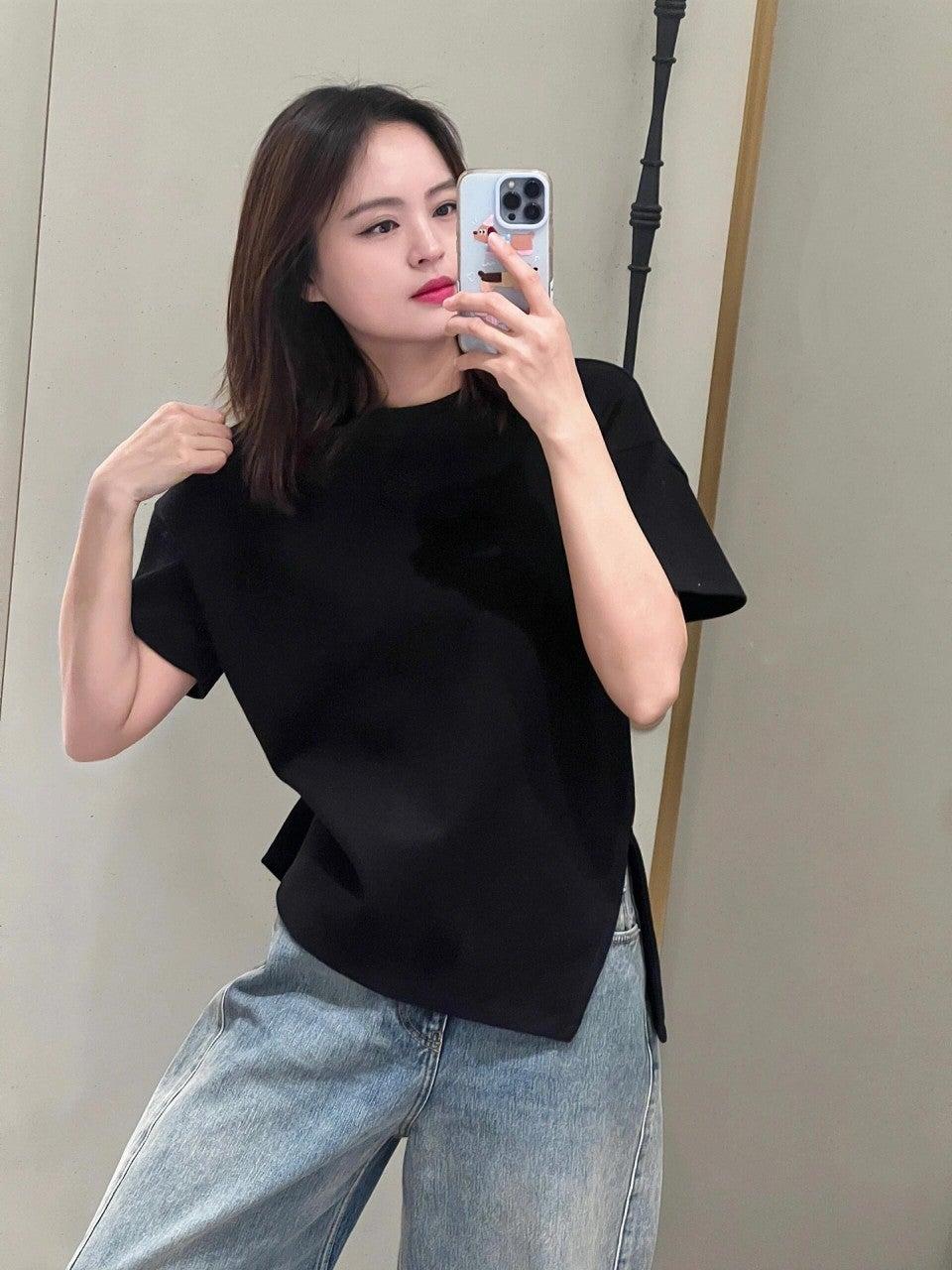 로에베 라운드넥 스몰 로고 자수 반팔 (해외배송)