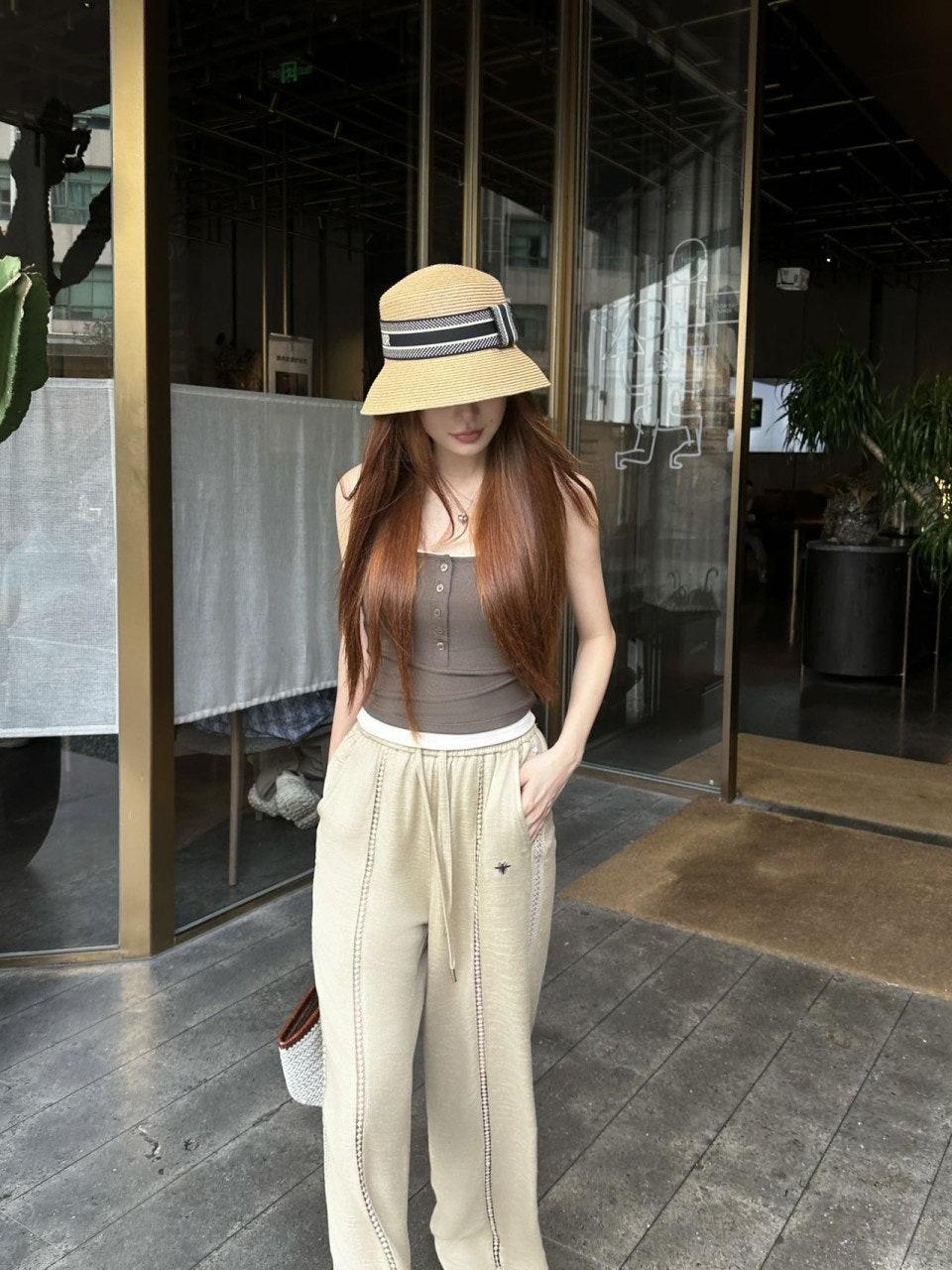 디올 Little Bee텐셀 리넨 캐주얼 팬츠 2컬러  (해외배송)